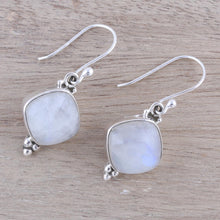 Load image into Gallery viewer, Rainbow Moonstone Dangle Earrings from India - Gleaming Grandeur | NOVICA
