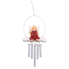 Load image into Gallery viewer, Angel-Themed Wood Wind Chimes in Red from Bali - Angel Tune in Red | NOVICA
