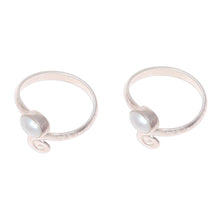 Load image into Gallery viewer, Cultured Pearl Toe Rings Crafted in India - Glowing Flair | NOVICA
