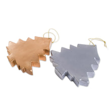 Load image into Gallery viewer, Gold and Silver-Tone Wood Tree Ornaments (Set of 4) - Christmas Tree Royalty | NOVICA
