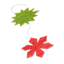 Load image into Gallery viewer, Six Colorful Natural Fiber Star and Snowflake Ornaments - Stellar Color | NOVICA
