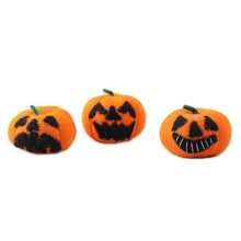 Load image into Gallery viewer, Handmade Wool Jack-o-Lantern Home Accents (Set of 3) - Delightful Jack-o-Lanterns | NOVICA
