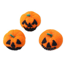 Load image into Gallery viewer, Handmade Wool Jack-o-Lantern Home Accents (Set of 3) - Delightful Jack-o-Lanterns | NOVICA
