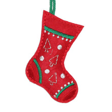 Load image into Gallery viewer, Embroidered Wool Stocking Ornaments from India (Set of 4) - Christmas Charm | NOVICA
