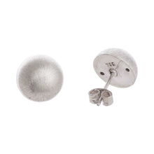 Load image into Gallery viewer, Brushed-Satin Sterling Silver Stud Earrings from Peru - Brushed Moons | NOVICA
