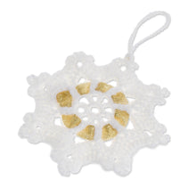 Load image into Gallery viewer, Hand-Crocheted Snowflake Ornaments from Guatemala (Set of 4) - Glittering Snow | NOVICA

