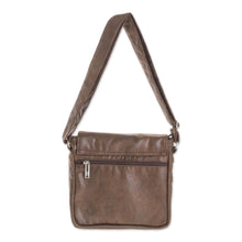 Load image into Gallery viewer, Handmade Faux Leather Messenger Bag in Espresso - Espresso Journey | NOVICA
