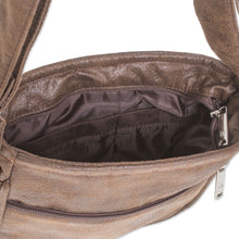 Load image into Gallery viewer, Handmade Faux Leather Messenger Bag in Espresso - Espresso Journey | NOVICA
