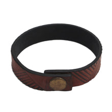 Load image into Gallery viewer, Handmade Leather Wristband Bracelet from Bali - Brown Bedeg | NOVICA
