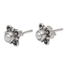 Load image into Gallery viewer, Loop Motif Cultured Pearl Stud Earrings from Bali - Cute Glow | NOVICA
