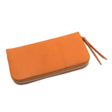 Load image into Gallery viewer, Solid Leather Clutch in Sunrise Crafted in Bali - Polosan Sunrise | NOVICA
