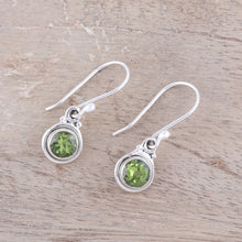 Load image into Gallery viewer, 4.5-Carat Peridot Dangle Earrings from India - Glistening Circles | NOVICA
