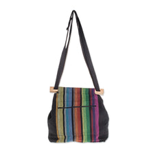 Load image into Gallery viewer, Colorful Striped Cotton Tote Handbag from El Salvador - Striped Party | NOVICA
