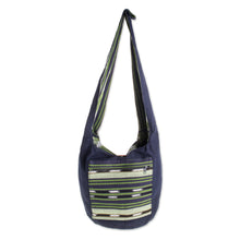 Load image into Gallery viewer, Handwoven Geometric Cotton Bucket Bag in Green - Verdant Paths | NOVICA
