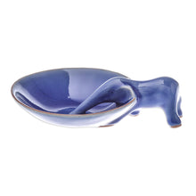 Load image into Gallery viewer, Elephant-Themed Blue Ceramic Incense Holder from Thailand - Sipping Elephant | NOVICA
