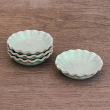 Load image into Gallery viewer, Lotus Leaf Celadon Ceramic Appetizer Bowls (Set of 4) - Festive Lotus | NOVICA

