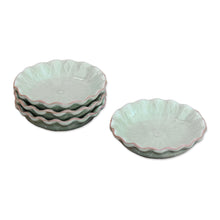 Load image into Gallery viewer, Lotus Leaf Celadon Ceramic Appetizer Bowls (Set of 4) - Festive Lotus | NOVICA
