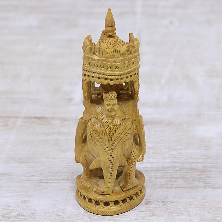 Hand-Carved Kadam Wood Elephant Figurine from India - Royal Expedition | NOVICA