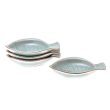 Load image into Gallery viewer, Handcrafted Celadon Ceramic Fish Appetizer Dishes (Set of 4) - Spotted Swimmers | NOVICA
