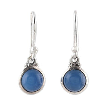 Load image into Gallery viewer, Round Chalcedony Dangle Earrings from India - Happy Glow | NOVICA
