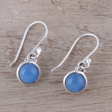 Load image into Gallery viewer, Round Chalcedony Dangle Earrings from India - Happy Glow | NOVICA
