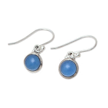 Load image into Gallery viewer, Round Chalcedony Dangle Earrings from India - Happy Glow | NOVICA
