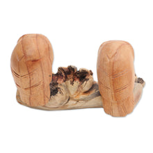 Load image into Gallery viewer, Jempinis Wood Owl Sculpture from Bali - Owl Romance | NOVICA
