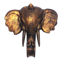 Load image into Gallery viewer, Antiqued Gold-Tone Wood Elephant Wall Sculpture from Bali - Glorious Elephant | NOVICA
