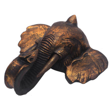 Load image into Gallery viewer, Antiqued Gold-Tone Wood Elephant Wall Sculpture from Bali - Glorious Elephant | NOVICA
