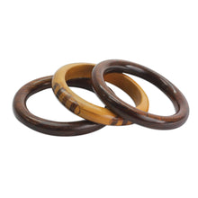 Load image into Gallery viewer, Handmade Mango Wood Bangle Bracelets from India (Set of 3) - Chic Combination | NOVICA
