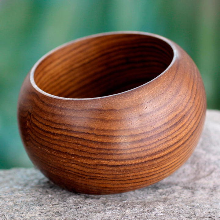 Hand-Carved Mango Wood Bangle Bracelet from India - Mystical Lines | NOVICA