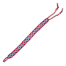 Load image into Gallery viewer, Periwinkle Blue and Russet Red Cotton Macrame Bracelet - Geometric Path | NOVICA
