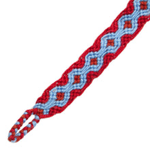 Load image into Gallery viewer, Periwinkle Blue and Russet Red Cotton Macrame Bracelet - Geometric Path | NOVICA
