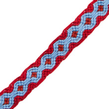 Load image into Gallery viewer, Periwinkle Blue and Russet Red Cotton Macrame Bracelet - Geometric Path | NOVICA
