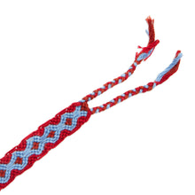 Load image into Gallery viewer, Periwinkle Blue and Russet Red Cotton Macrame Bracelet - Geometric Path | NOVICA

