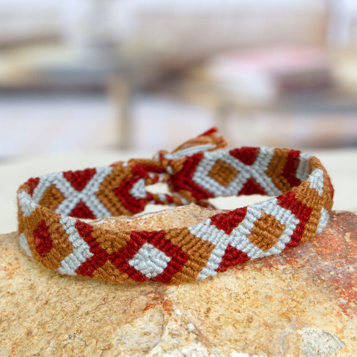 Earth-Tone Cotton Macrame Wristband Bracelet from Mexico - Earthen Oasis | NOVICA