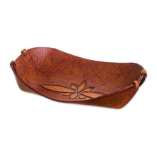 Load image into Gallery viewer, Handcrafted Leather Catchall from Peru - Gothic Flower | NOVICA
