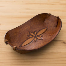 Load image into Gallery viewer, Handcrafted Leather Catchall from Peru - Gothic Flower | NOVICA
