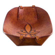 Load image into Gallery viewer, Handcrafted Leather Catchall from Peru - Gothic Flower | NOVICA
