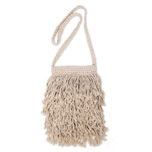 Load image into Gallery viewer, Hand-Knotted Cotton Sling with Fringes from Bali - Malang Majesty | NOVICA
