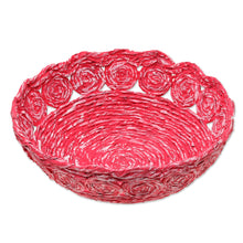 Load image into Gallery viewer, Recycled Paper Basket in Red from India - Beautiful Spirals in Pink | NOVICA
