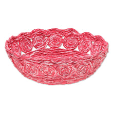 Load image into Gallery viewer, Recycled Paper Basket in Red from India - Beautiful Spirals in Pink | NOVICA
