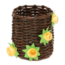 Load image into Gallery viewer, Floral Recycled Paper Mini Basket from India - Floral Glory | NOVICA
