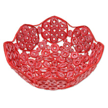 Load image into Gallery viewer, Handcrafted Recycled Paper Basket from India - Red Garden | NOVICA
