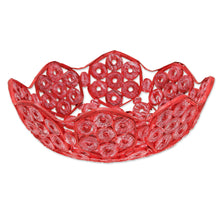 Load image into Gallery viewer, Handcrafted Recycled Paper Basket from India - Red Garden | NOVICA

