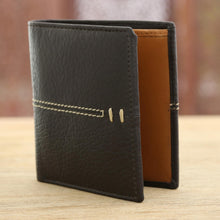 Load image into Gallery viewer, Handcrafted Black Leather Wallet from India - Dotted Road | NOVICA
