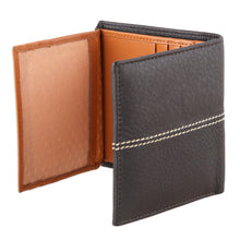 Load image into Gallery viewer, Handcrafted Black Leather Wallet from India - Dotted Road | NOVICA
