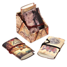 Load image into Gallery viewer, Animal-Themed Cotton Journals from India (Set of 4) - Timeless Animals | NOVICA
