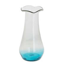 Load image into Gallery viewer, Handblown Recycled Glass Vase with Blue Accent - Glistening Sea | NOVICA
