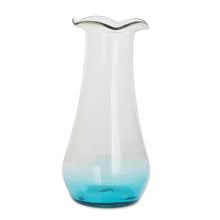 Load image into Gallery viewer, Handblown Recycled Glass Vase with Blue Accent - Glistening Sea | NOVICA
